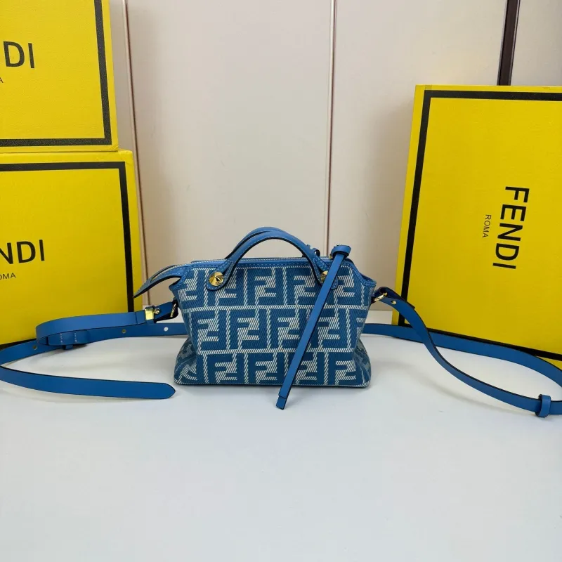 Fendi Blue FF Monogram Satchel Crossbody Bag 8861 - Image 3