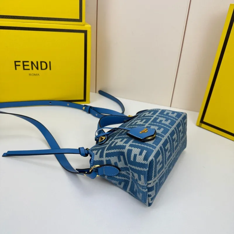 Fendi Blue FF Monogram Satchel Crossbody Bag 8861 - Image 4