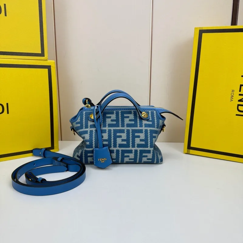 Fendi Blue FF Monogram Satchel Crossbody Bag 8861 - Image 5