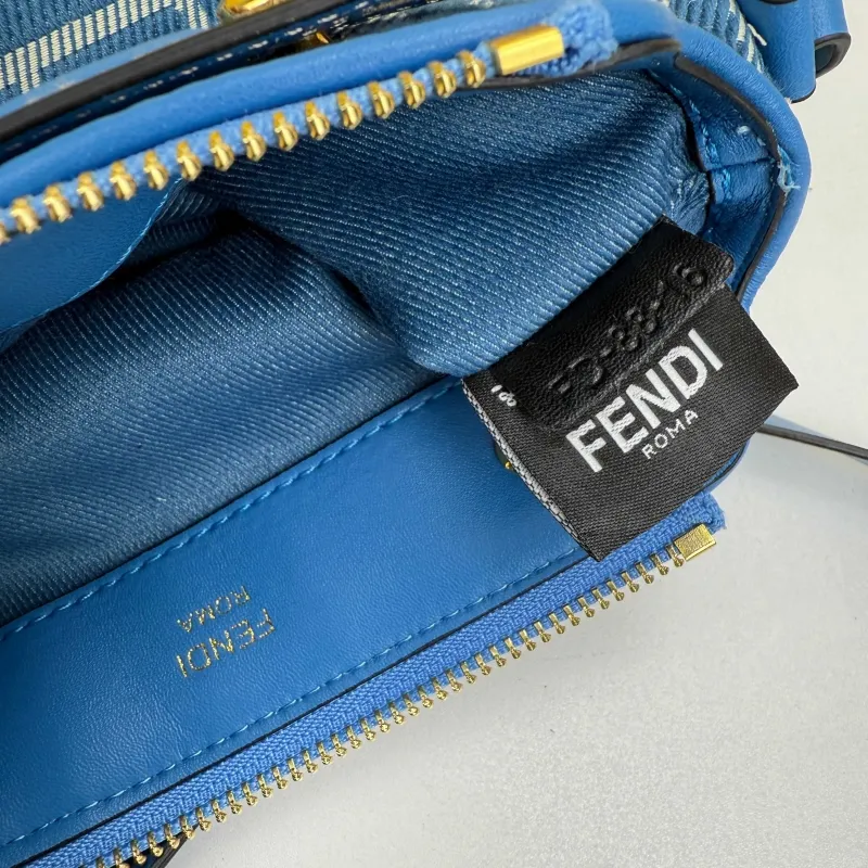 Fendi Blue FF Monogram Satchel Crossbody Bag 8861 - Image 9