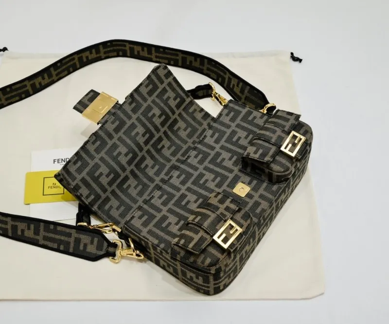 Fendi Zucca Monogram Satchel Crossbody Bag - Image 5