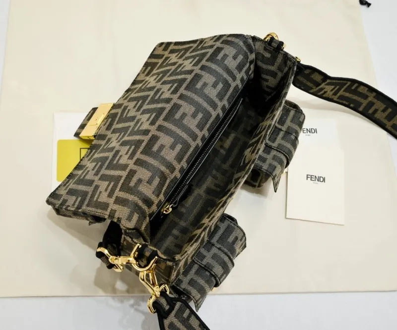 Fendi Zucca Monogram Satchel Crossbody Bag - Image 9