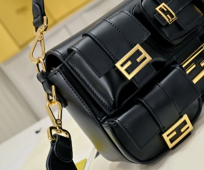 Fendi Black Leather Satchel Shoulder Bag - Image 4