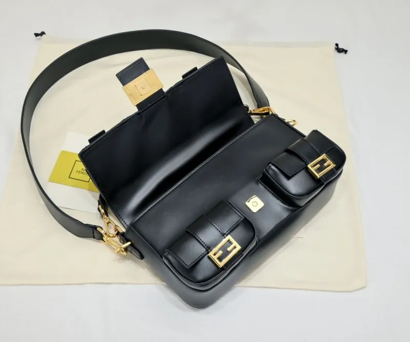 Fendi Black Leather Satchel Shoulder Bag - Image 5