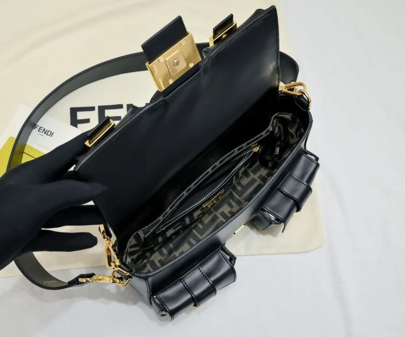 Fendi Black Leather Satchel Shoulder Bag - Image 9