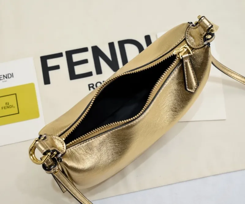 Fendi Gold Leather Satchel Bag 66 - Image 9