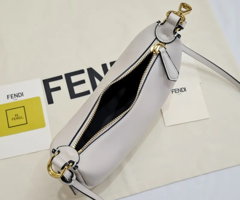 Fendi White Leather Satchel Crossbody Bag - Image 6