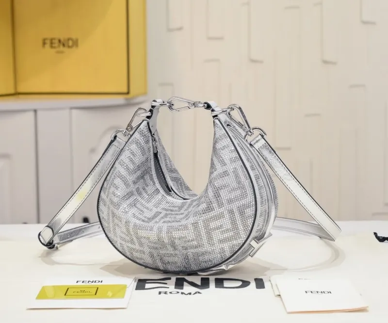 Fendi Silver Crystal Shoulder Bag 8BR798 - Image 6