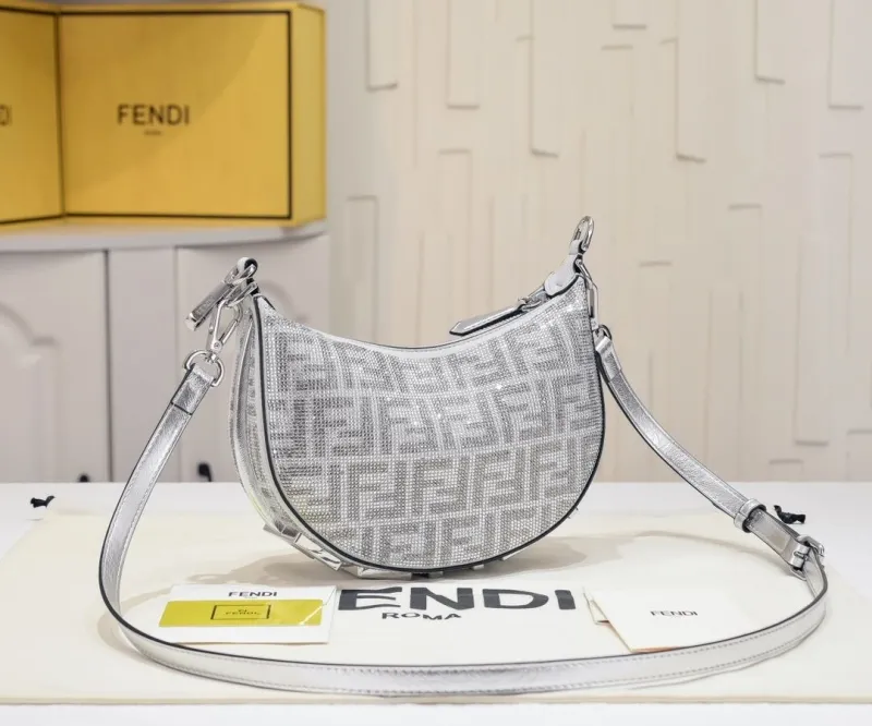 Fendi Silver Crystal Shoulder Bag 8BR798 - Image 7