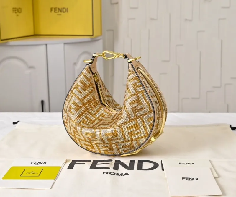 Fendi Gold Monogram Satchel Bag - Image 3