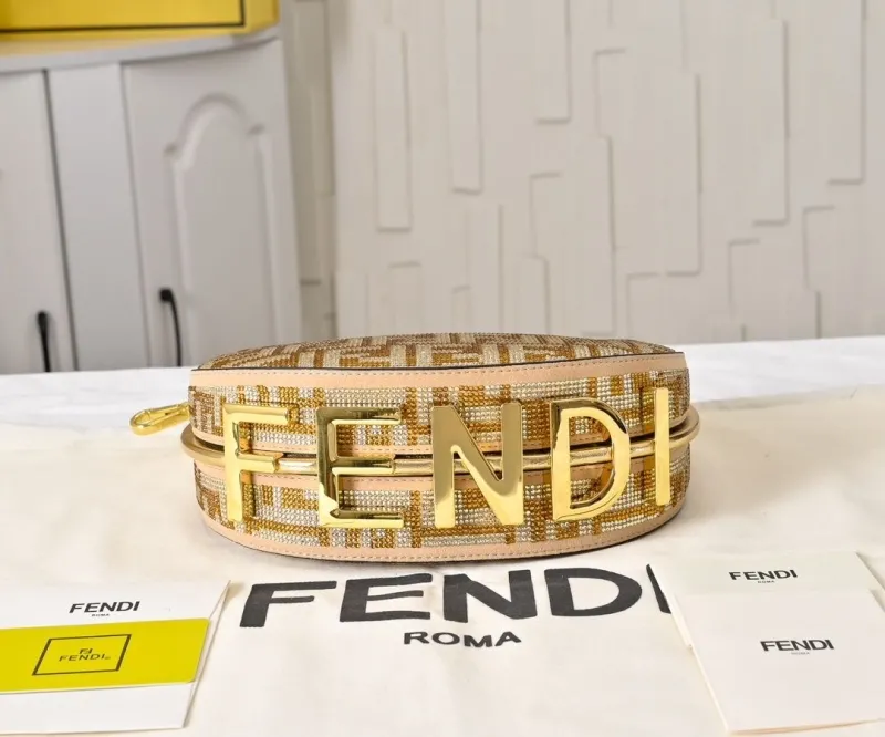 Fendi Gold Monogram Satchel Bag - Image 5