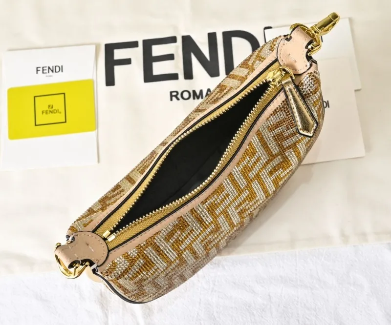Fendi Gold Monogram Satchel Bag - Image 9