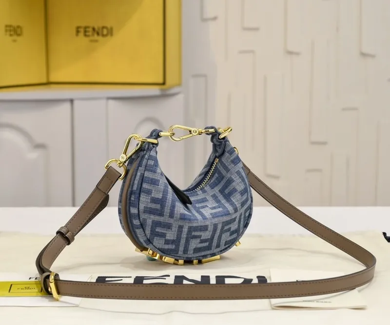 Fendi Mini Blue Denim Crossbody Bag - Image 3