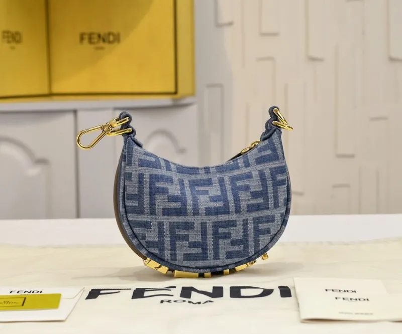 Fendi Mini Blue Denim Crossbody Bag - Image 4
