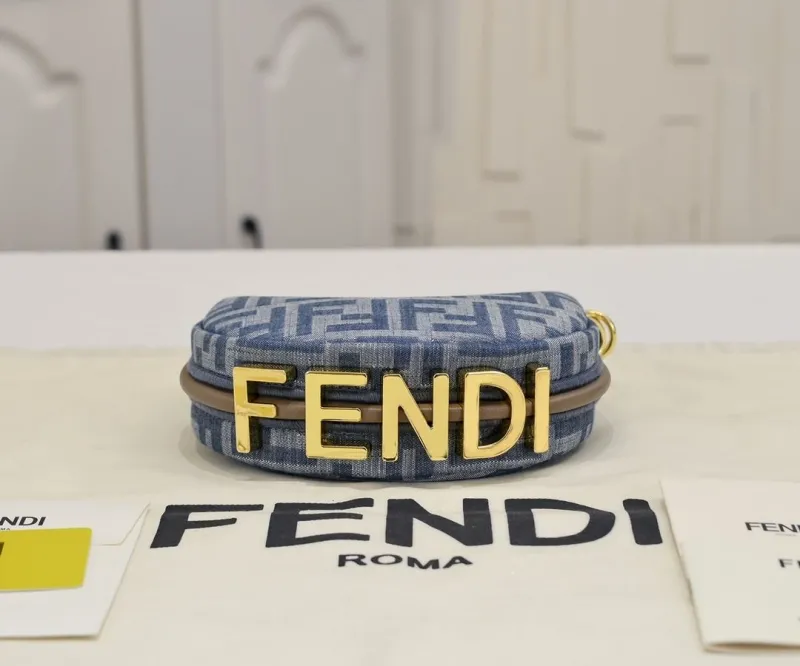 Fendi Mini Blue Denim Crossbody Bag - Image 5