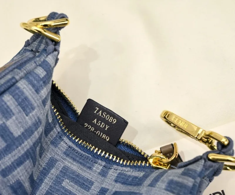 Fendi Mini Blue Denim Crossbody Bag - Image 6