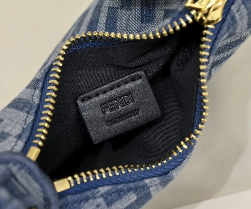 Fendi Mini Blue Denim Crossbody Bag - Image 8