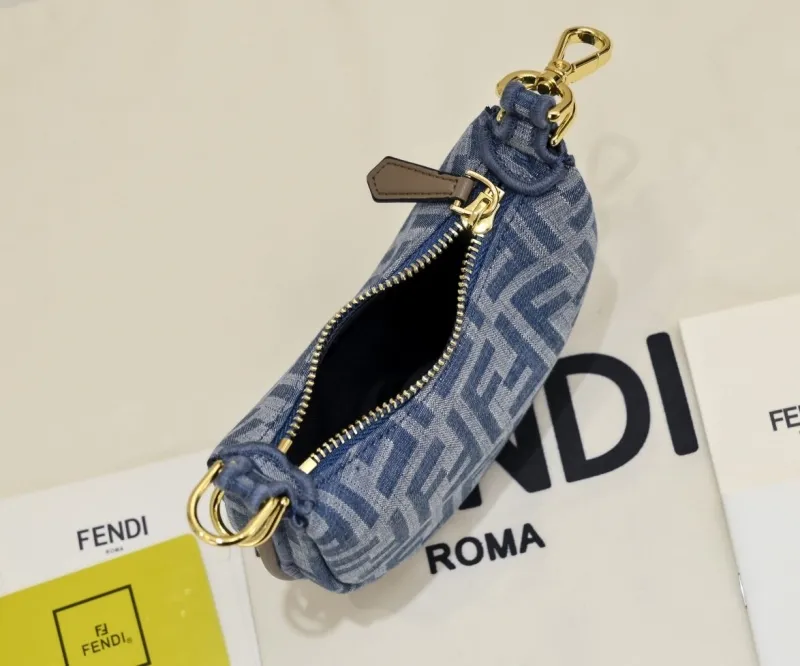 Fendi Mini Blue Denim Crossbody Bag - Image 9