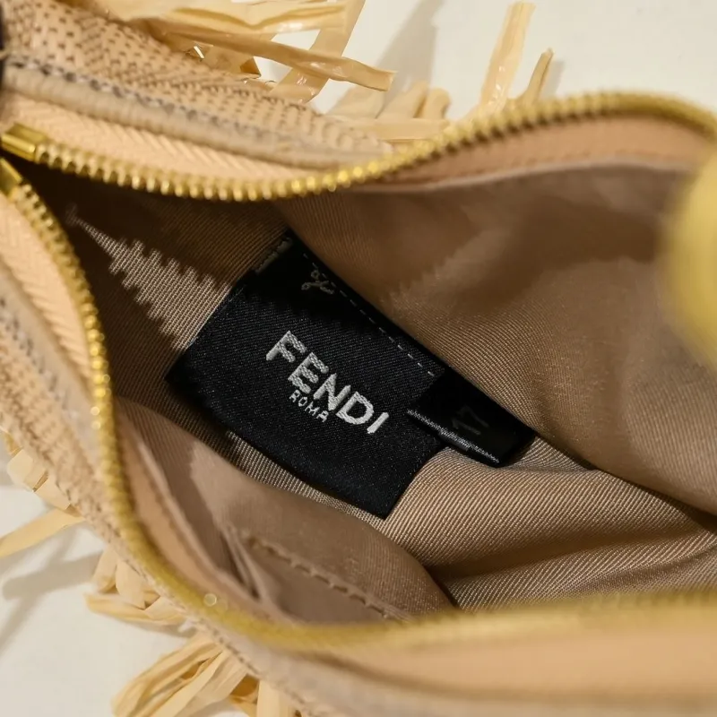 Fendi Beige Fringed Crossbody Bag - Image 7