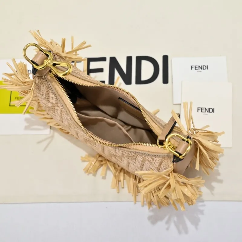Fendi Beige Fringed Crossbody Bag - Image 9