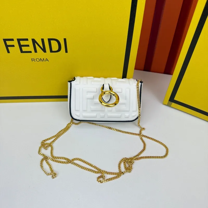 Fendi White Mini Chain Crossbody Bag 68011 - Image 3