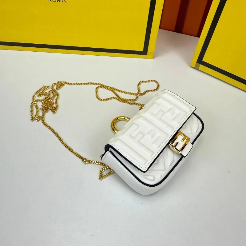 Fendi White Mini Chain Crossbody Bag 68011 - Image 4