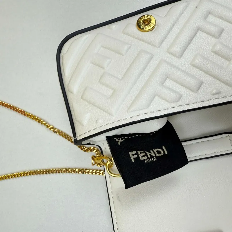 Fendi White Mini Chain Crossbody Bag 68011 - Image 9