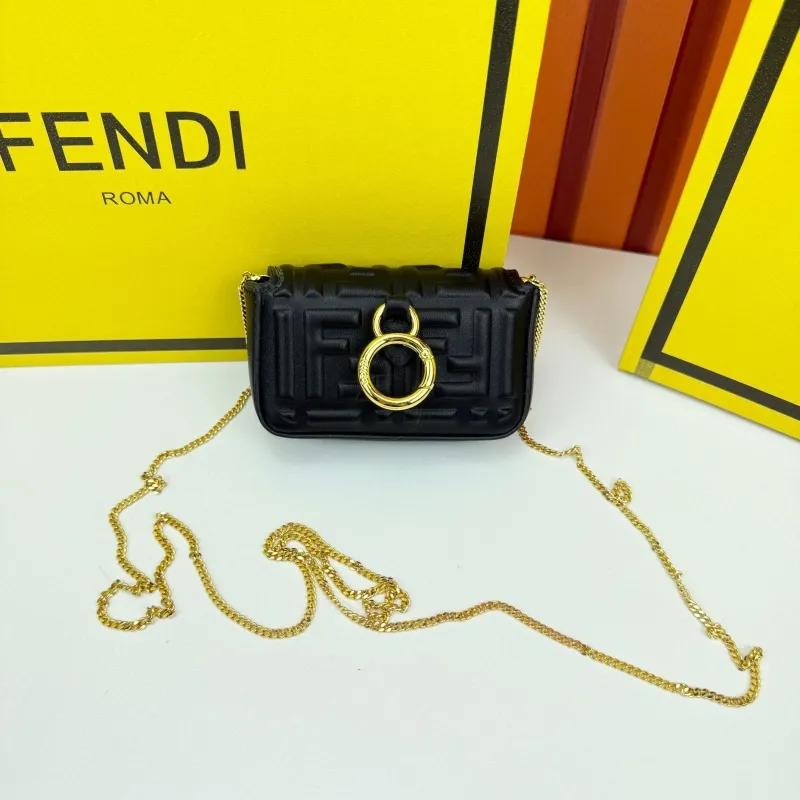 Fendi Black Mini Chain Crossbody Bag 68011 11x8cm - Image 3