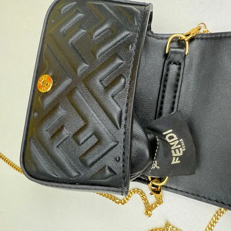 Fendi Black Mini Chain Crossbody Bag 68011 11x8cm - Image 9