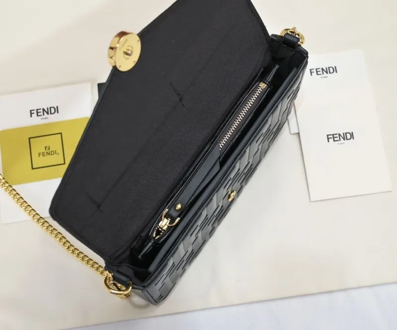 Fendi Black Chain Satchel Shoulder Bag - Image 9