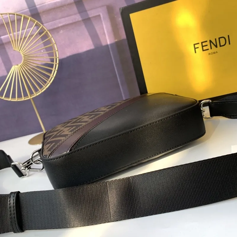 Fendi Brown Black FF Crossbody Satchel Bag 112 - Image 3