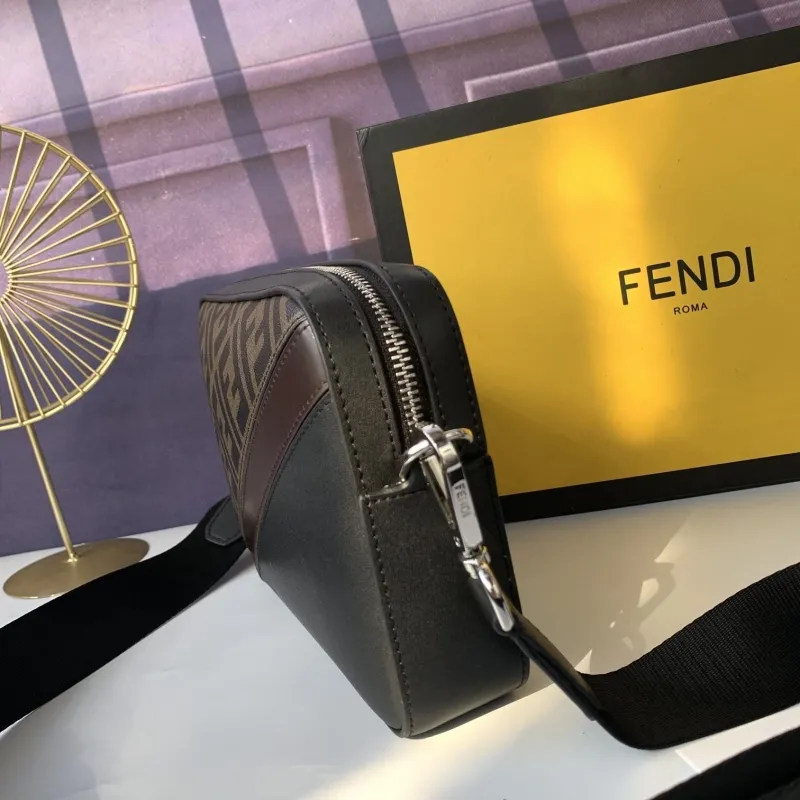 Fendi Brown Black FF Crossbody Satchel Bag 112 - Image 4