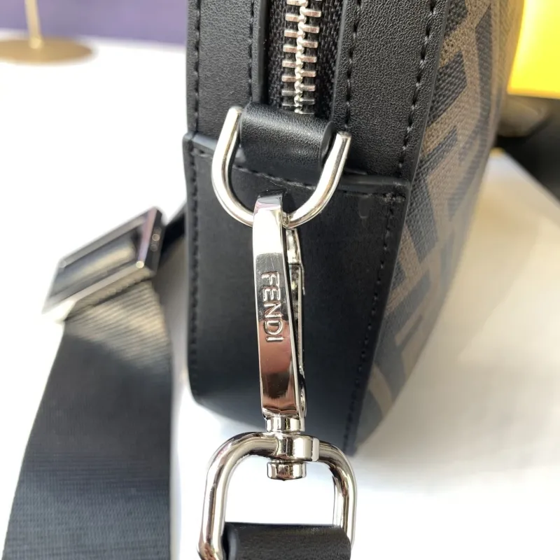 Fendi Brown Black FF Crossbody Satchel Bag 112 - Image 5