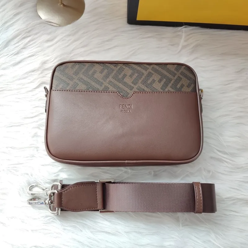 Fendi Brown Roma Crossbody Satchel Bag - Image 3