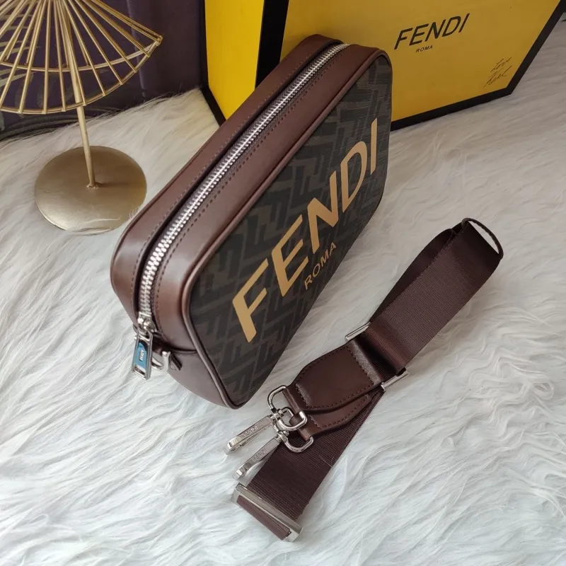 Fendi Brown Roma Crossbody Satchel Bag - Image 4