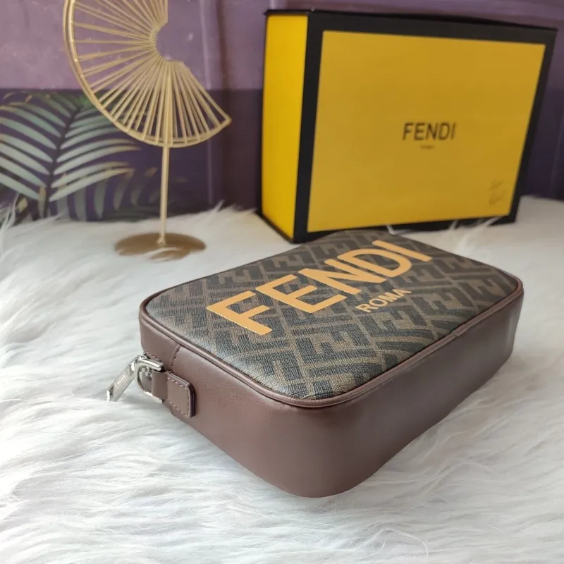 Fendi Brown Roma Crossbody Satchel Bag - Image 5