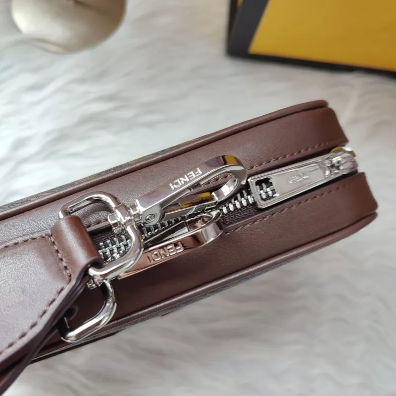 Fendi Brown Roma Crossbody Satchel Bag - Image 6