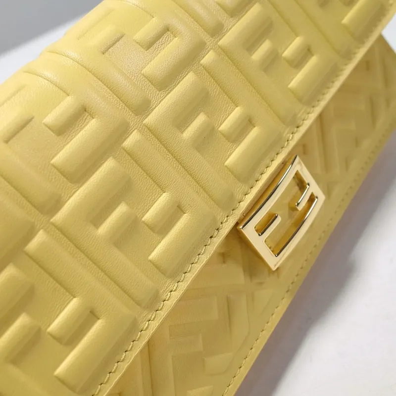 Fendi Yellow Embossed Crossbody Bag - Image 3
