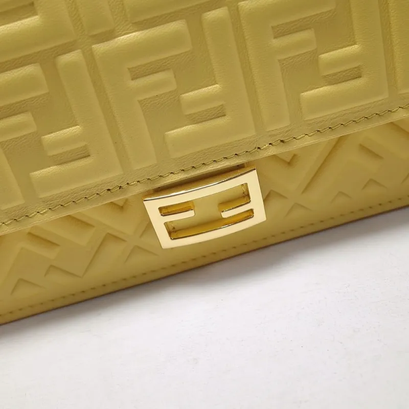Fendi Yellow Embossed Crossbody Bag - Image 4