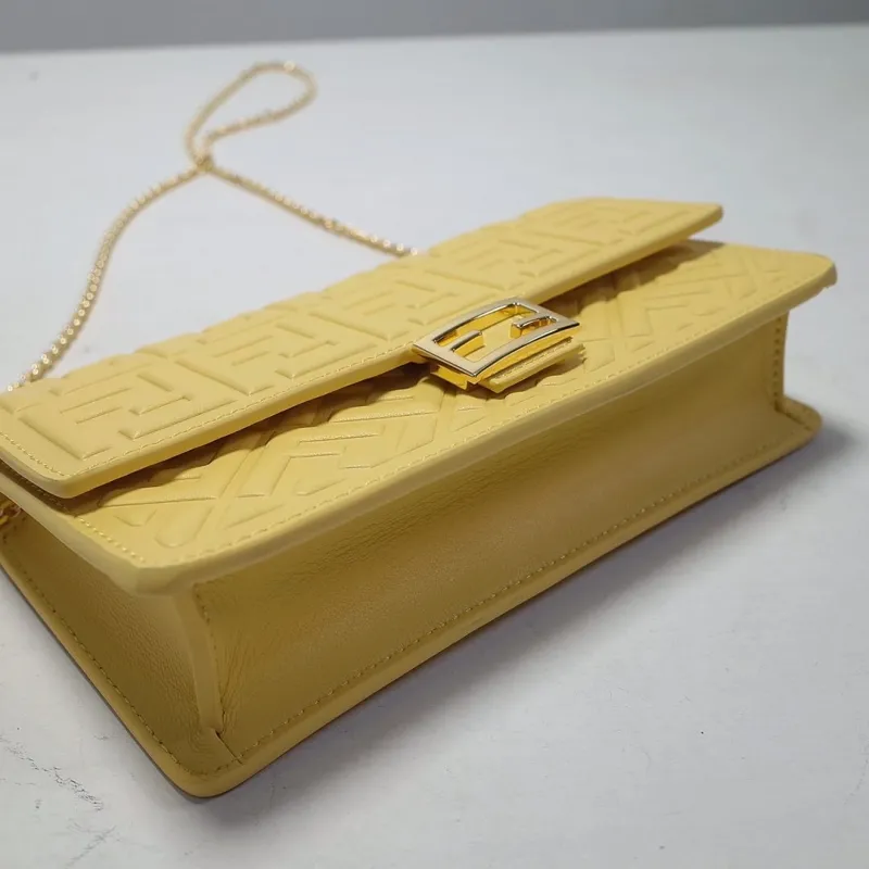 Fendi Yellow Embossed Crossbody Bag - Image 5