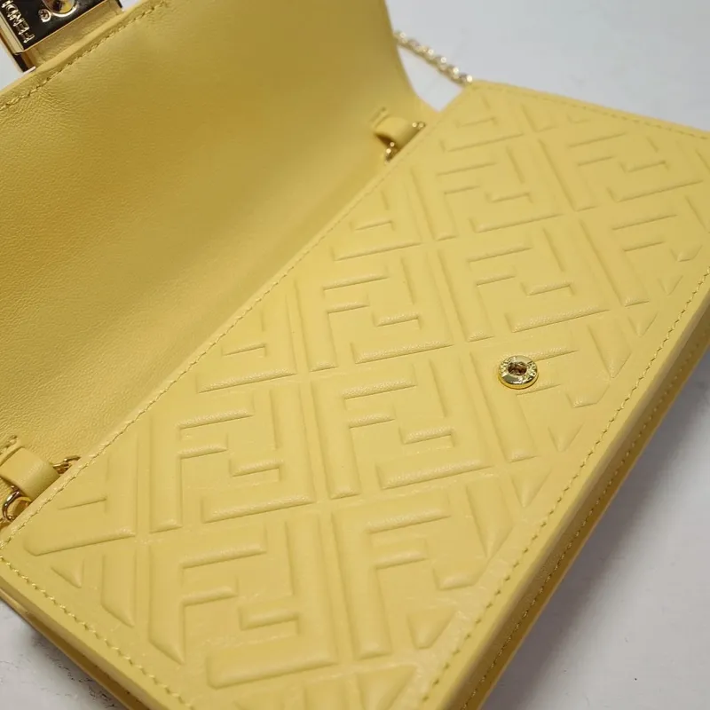 Fendi Yellow Embossed Crossbody Bag - Image 7
