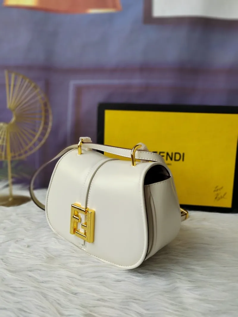 Fendi White Leather Satchel Crossbody Bag - Image 3
