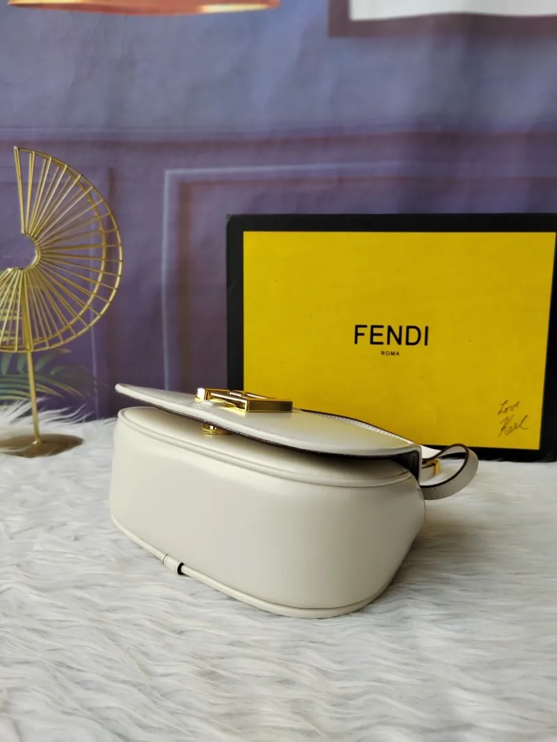 Fendi White Leather Satchel Crossbody Bag - Image 4