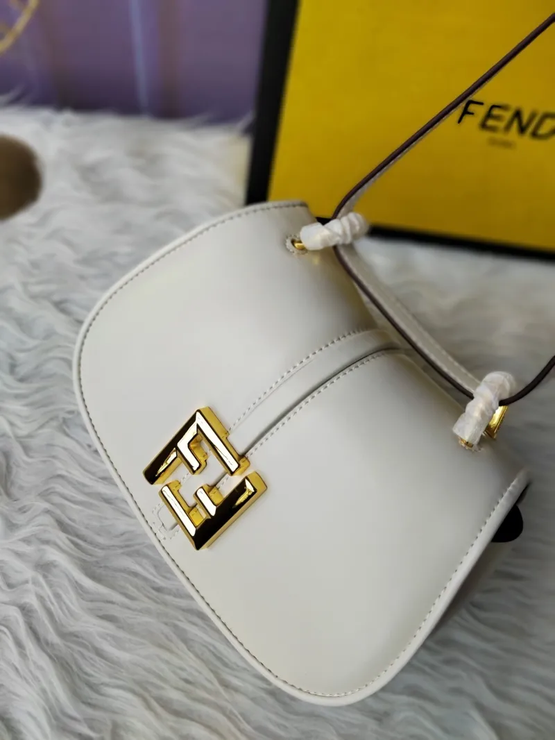 Fendi White Leather Satchel Crossbody Bag - Image 5