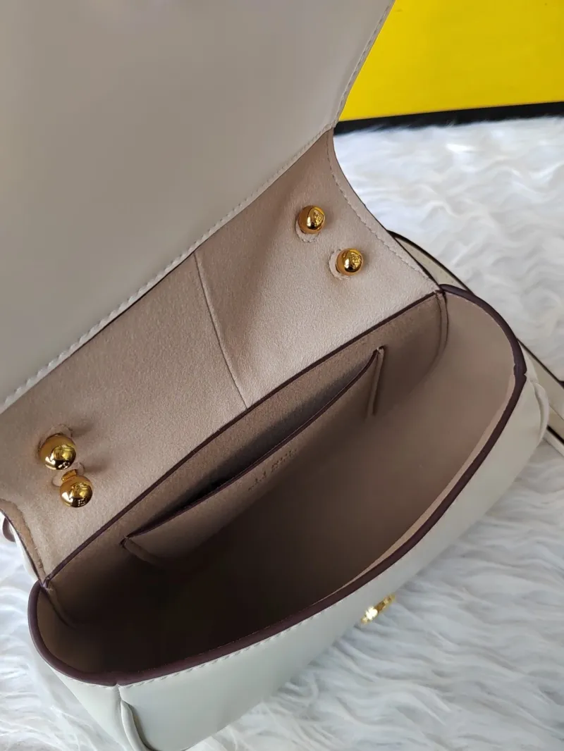 Fendi White Leather Satchel Crossbody Bag - Image 8