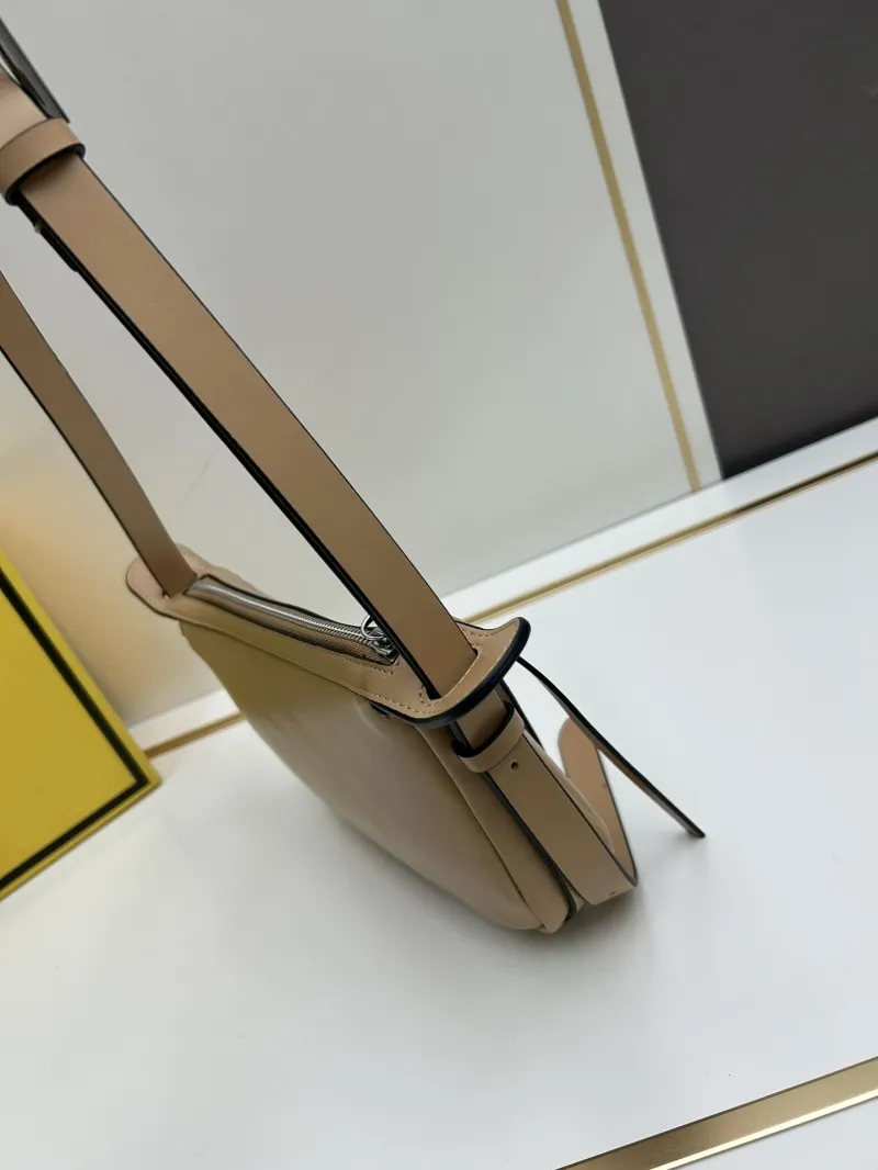 Fendi Beige Leather Satchel Crossbody Bag - Image 3
