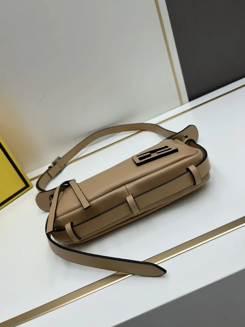 Fendi Beige Leather Satchel Crossbody Bag - Image 5