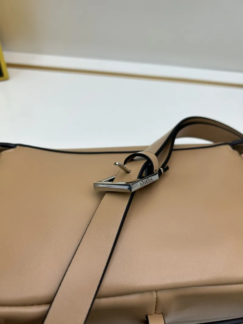 Fendi Beige Leather Satchel Crossbody Bag - Image 6
