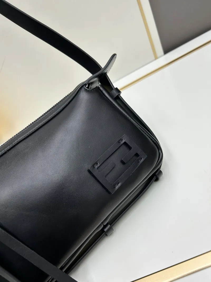 Fendi Black Leather Satchel Crossbody Bag 137 - Image 4