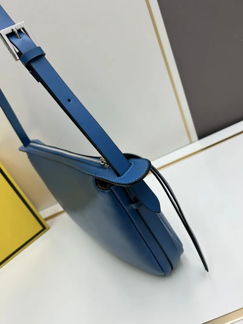 Fendi Blue Leather Crossbody Satchel Bag - Image 3